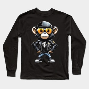 Chic monkey rocks a jacket and glasses Long Sleeve T-Shirt